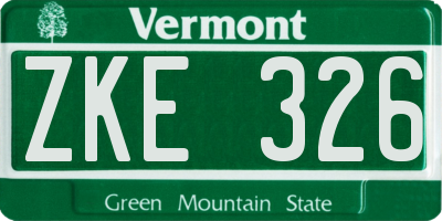 VT license plate ZKE326
