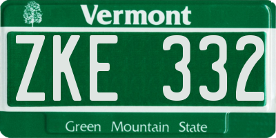 VT license plate ZKE332
