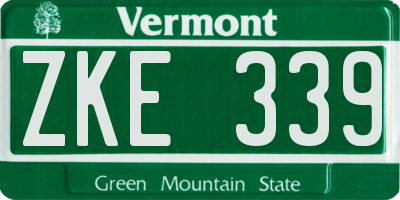 VT license plate ZKE339