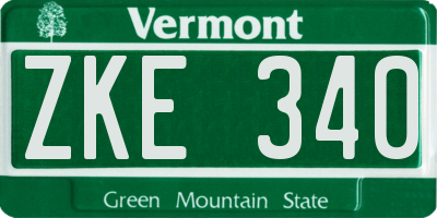 VT license plate ZKE340