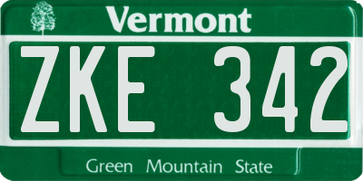 VT license plate ZKE342
