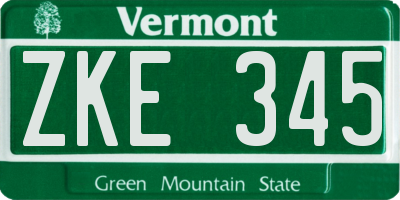 VT license plate ZKE345