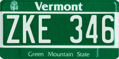 VT license plate ZKE346