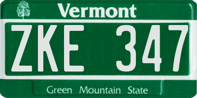 VT license plate ZKE347