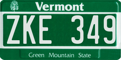VT license plate ZKE349
