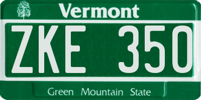 VT license plate ZKE350