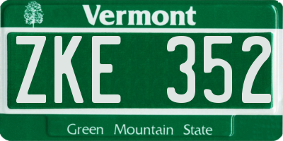 VT license plate ZKE352