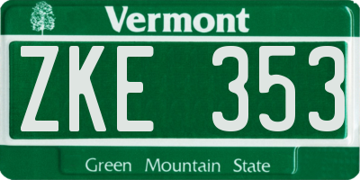 VT license plate ZKE353