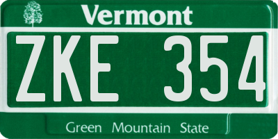 VT license plate ZKE354