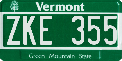 VT license plate ZKE355
