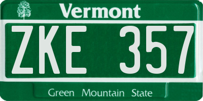 VT license plate ZKE357