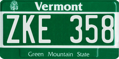 VT license plate ZKE358