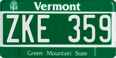 VT license plate ZKE359