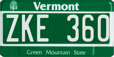 VT license plate ZKE360