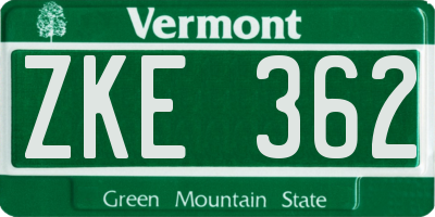VT license plate ZKE362