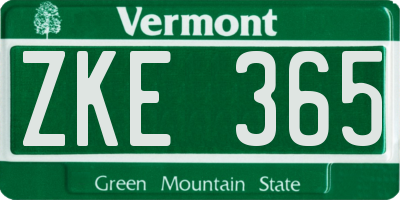 VT license plate ZKE365