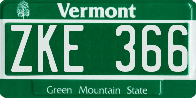 VT license plate ZKE366