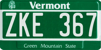 VT license plate ZKE367