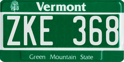 VT license plate ZKE368