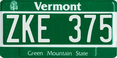 VT license plate ZKE375