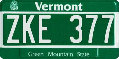VT license plate ZKE377