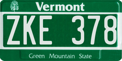 VT license plate ZKE378