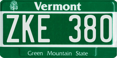 VT license plate ZKE380