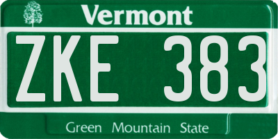 VT license plate ZKE383