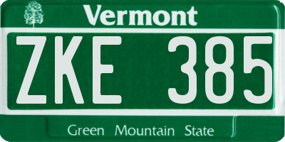 VT license plate ZKE385