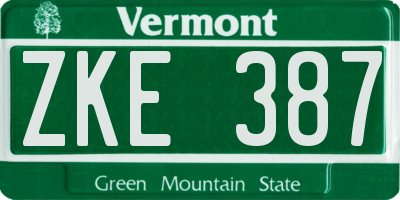 VT license plate ZKE387
