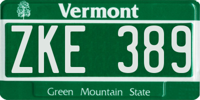 VT license plate ZKE389