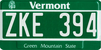 VT license plate ZKE394