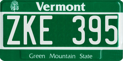 VT license plate ZKE395