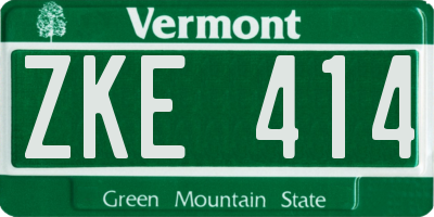 VT license plate ZKE414