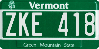 VT license plate ZKE418
