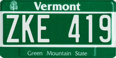 VT license plate ZKE419