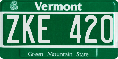 VT license plate ZKE420