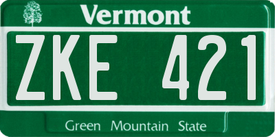 VT license plate ZKE421