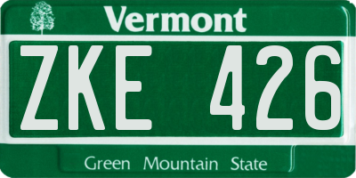 VT license plate ZKE426