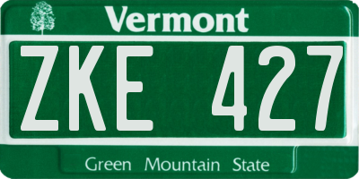 VT license plate ZKE427