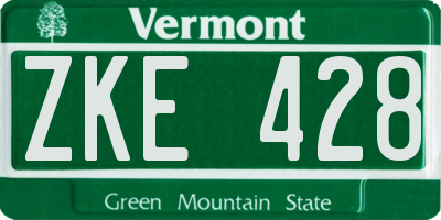 VT license plate ZKE428