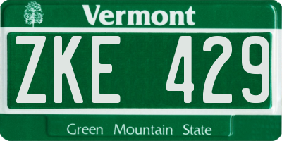 VT license plate ZKE429