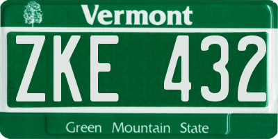 VT license plate ZKE432