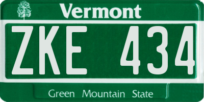 VT license plate ZKE434