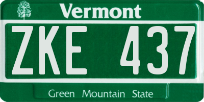 VT license plate ZKE437