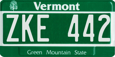 VT license plate ZKE442