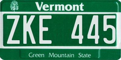 VT license plate ZKE445