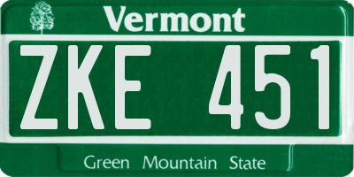VT license plate ZKE451