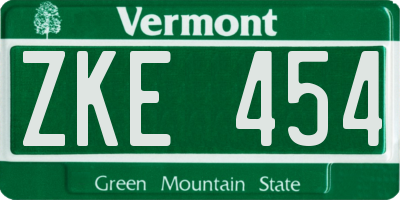 VT license plate ZKE454