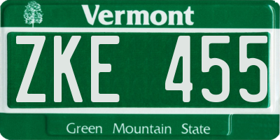 VT license plate ZKE455